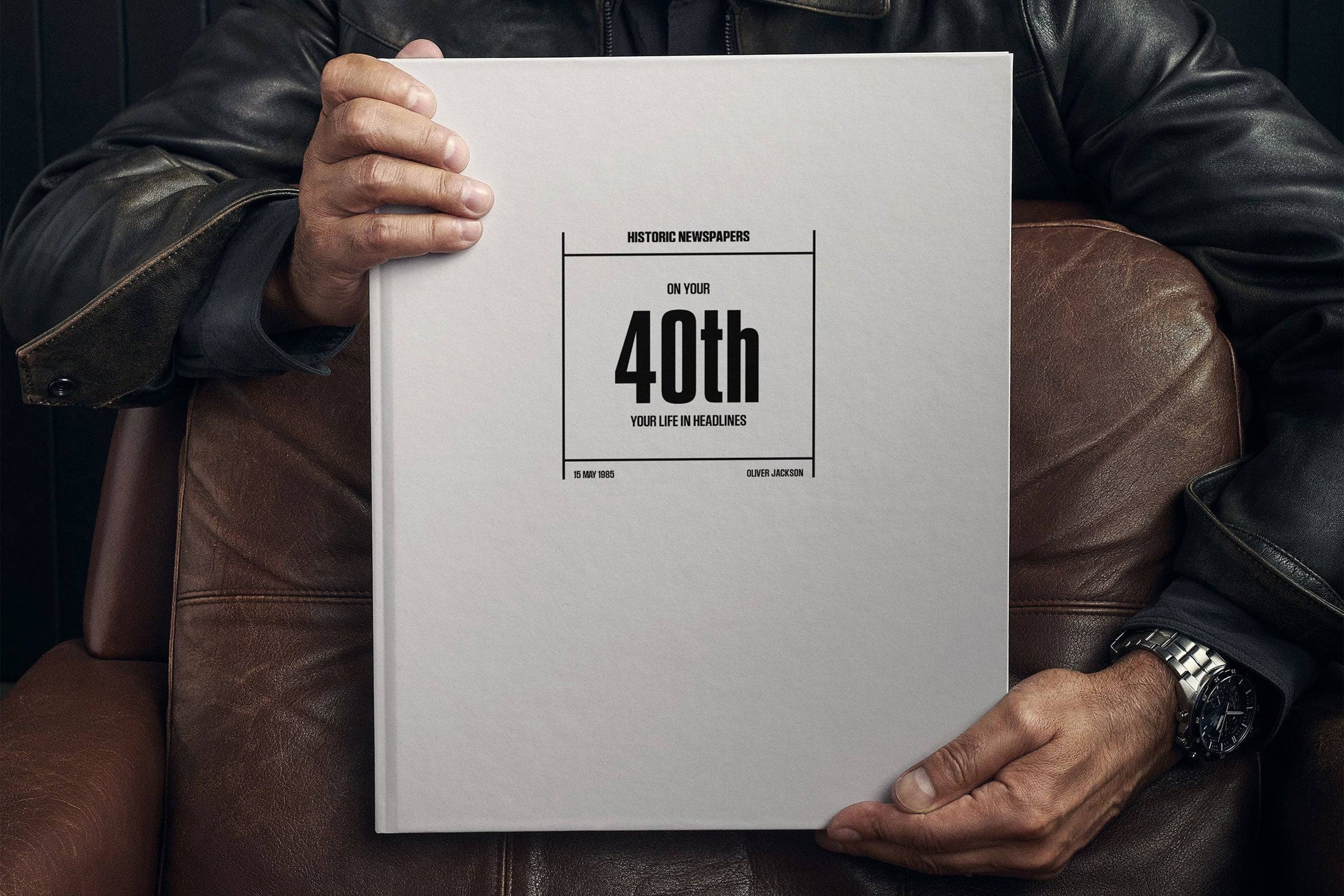 Historic Newspapers 40th Milestone Birthday Newspaper Book, classic white POD book celebrating 40th birthday milestone.