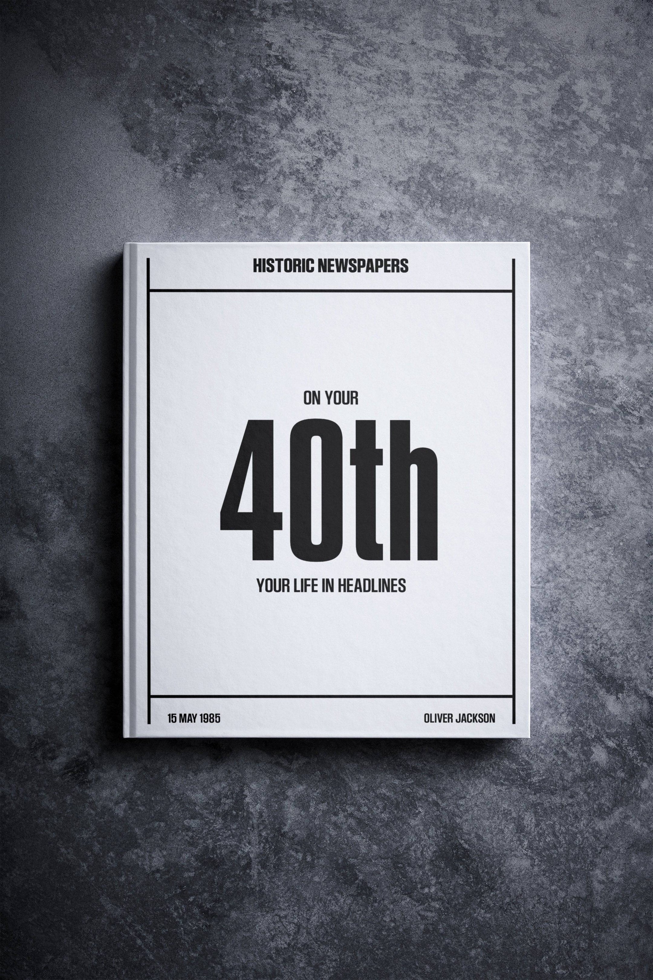 Libro de periódicos para el 40.º cumpleaños