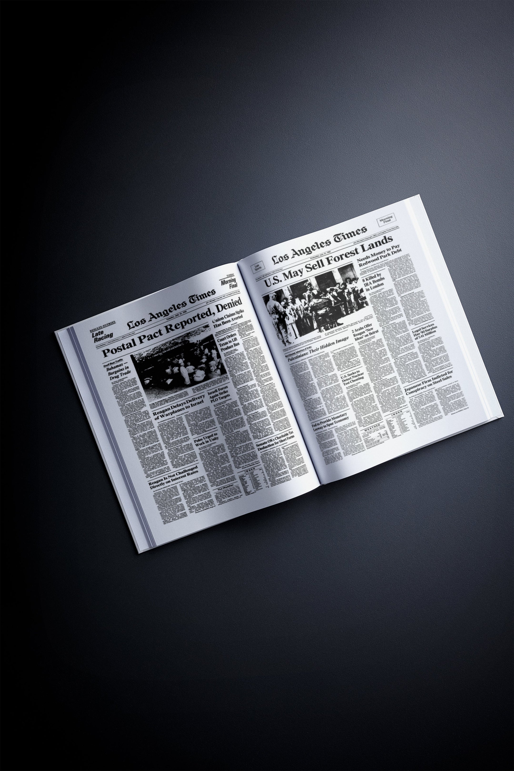 Historic Newspapers 50th Milestone Birthday Newspaper Book featuring the Los Angeles Times edition, with a white cover and vintage design.