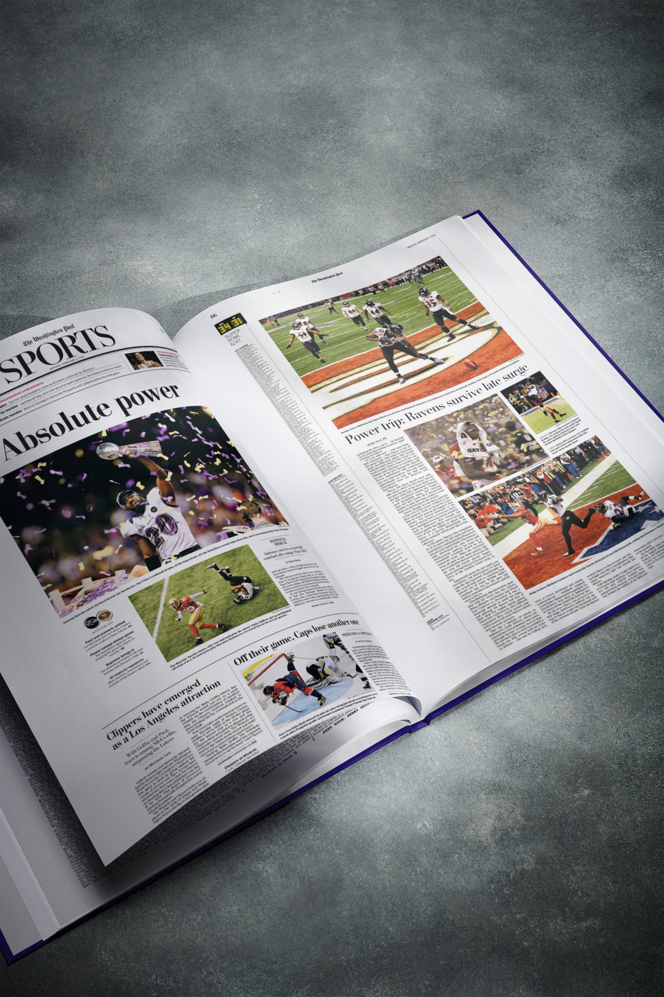 Libro de la edición Washington Post sobre la historia del fútbol americano de los Baltimore Ravens