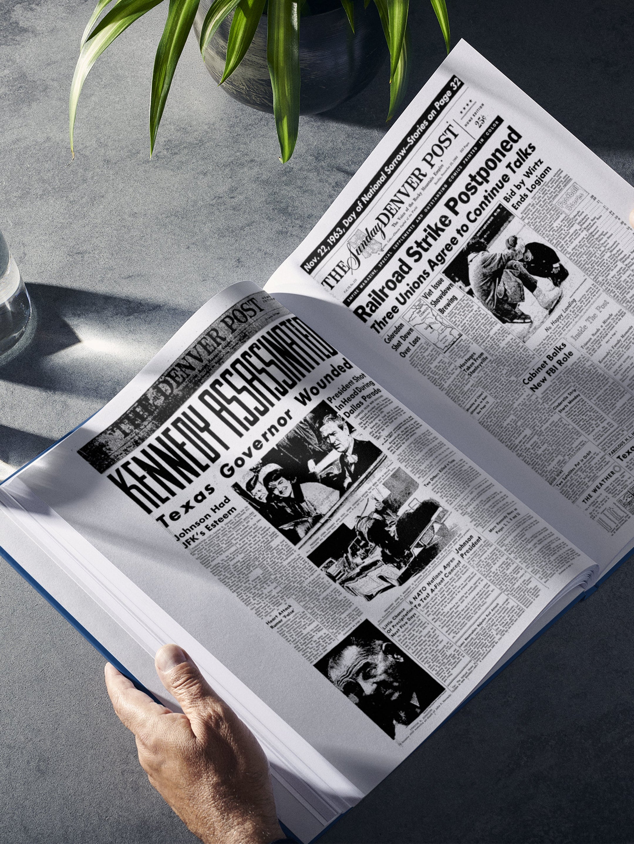 Personalised Denver Post birthday newspaper book by Historic Newspapers, featuring a blue edition spread for special celebrations.