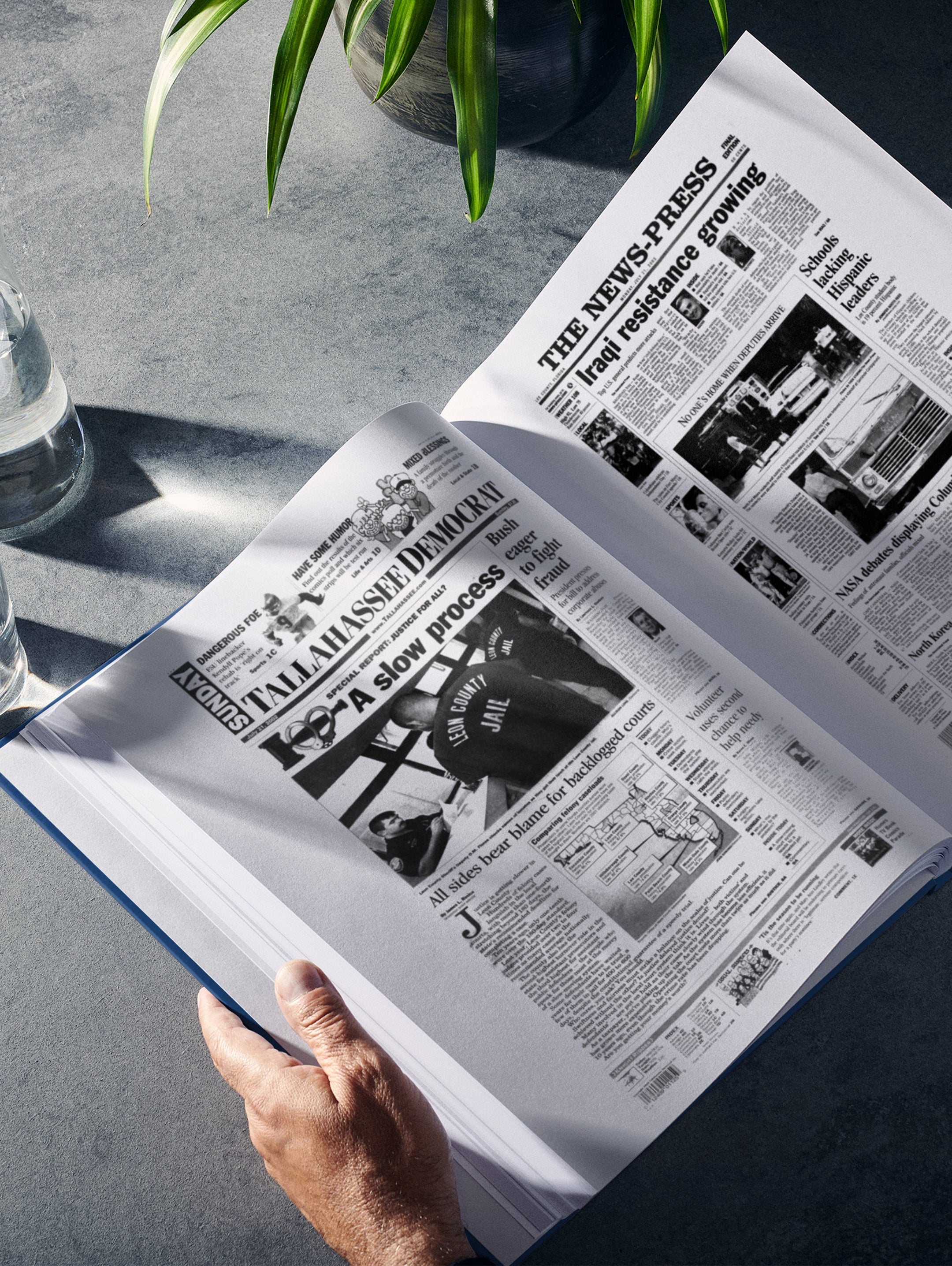 Personalised Florida Birthday Newspaper Book by Historic Newspapers, featuring a classic blue cover and historic newspaper pages.