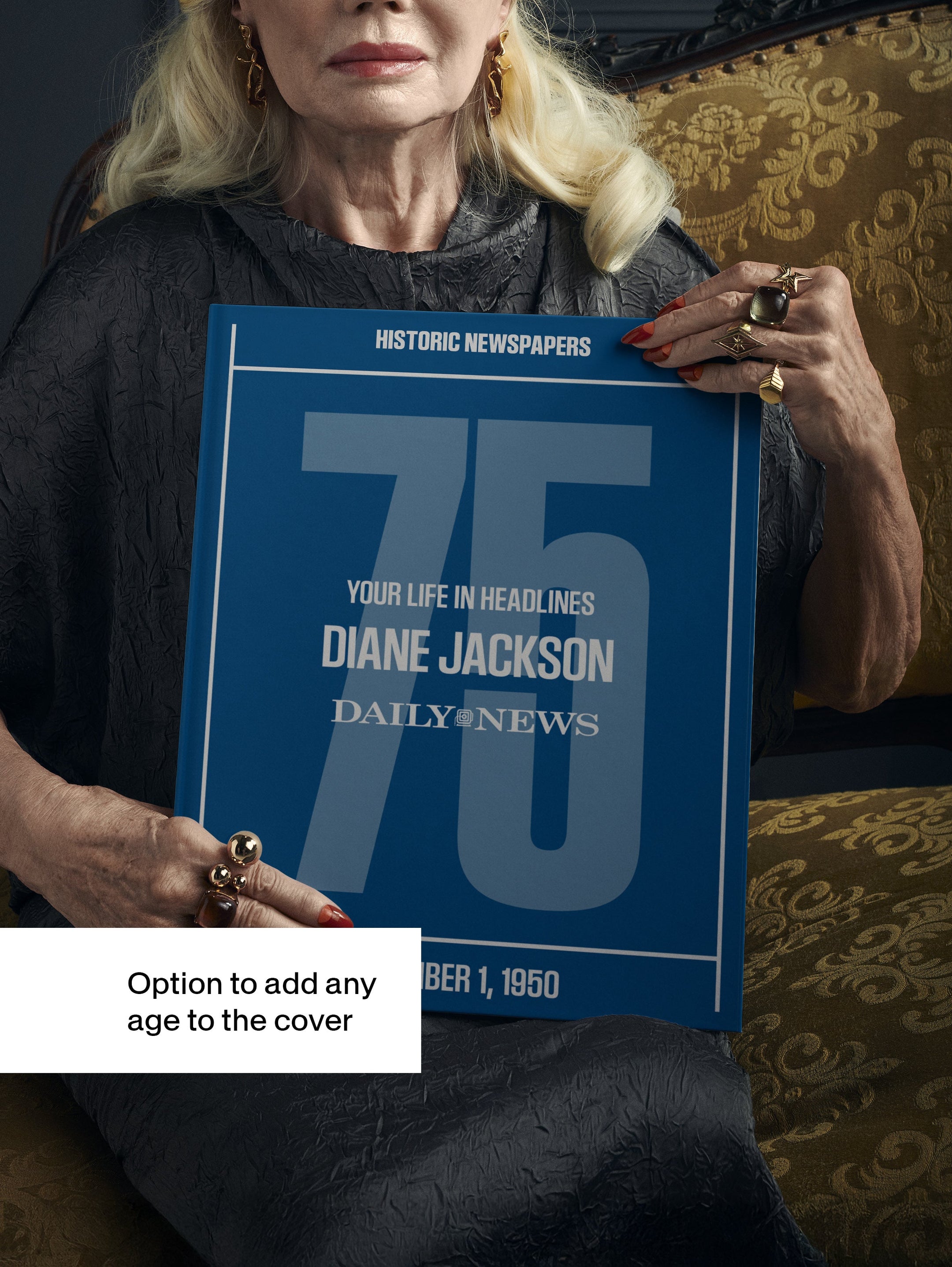 Personalised New York Daily News birthday newspaper book by Historic Newspapers, featuring milestone edition in blue.