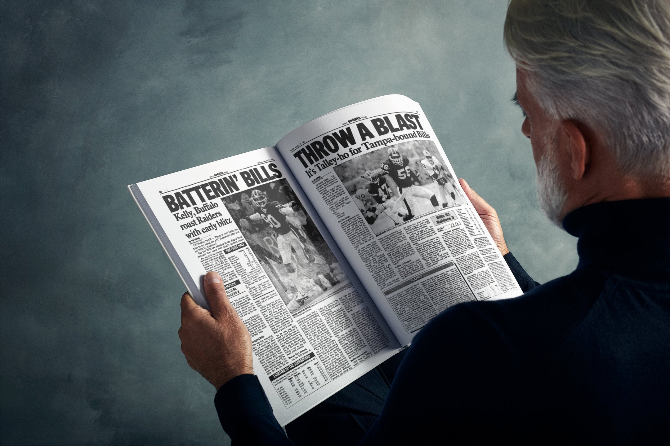 Libro de noticias diarias sobre la historia del fútbol americano de los Buffalo Bills