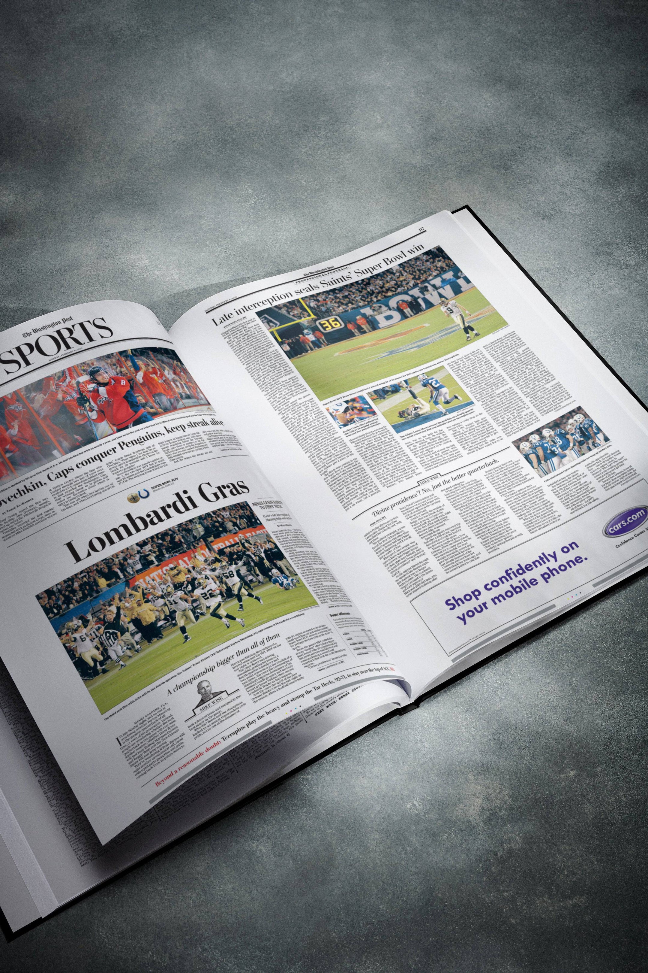 Libro de la edición Washington Post sobre la historia del fútbol americano de los New Orleans Saints