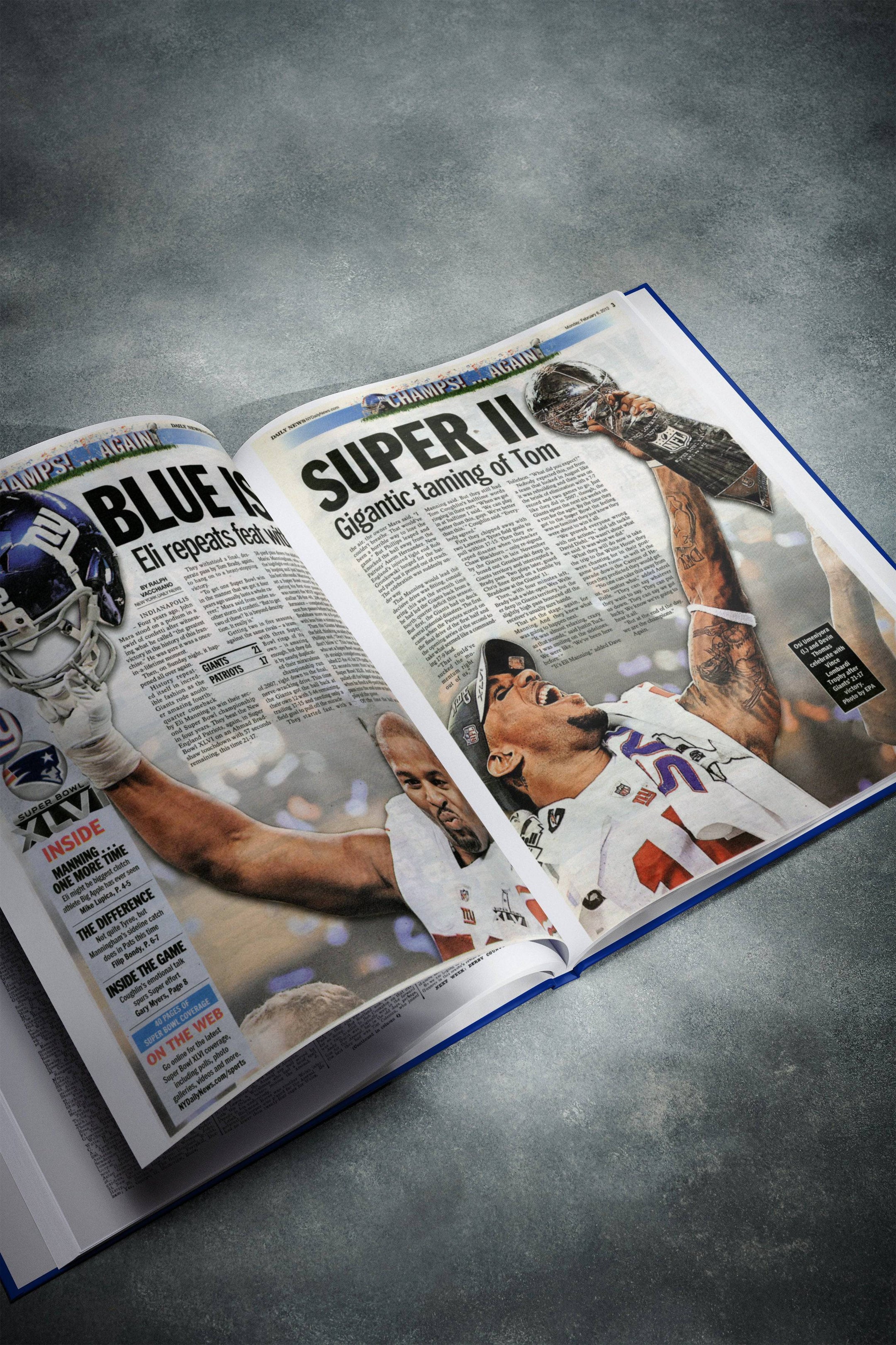 Libro de noticias diarias sobre la historia del fútbol americano de los New York Giants