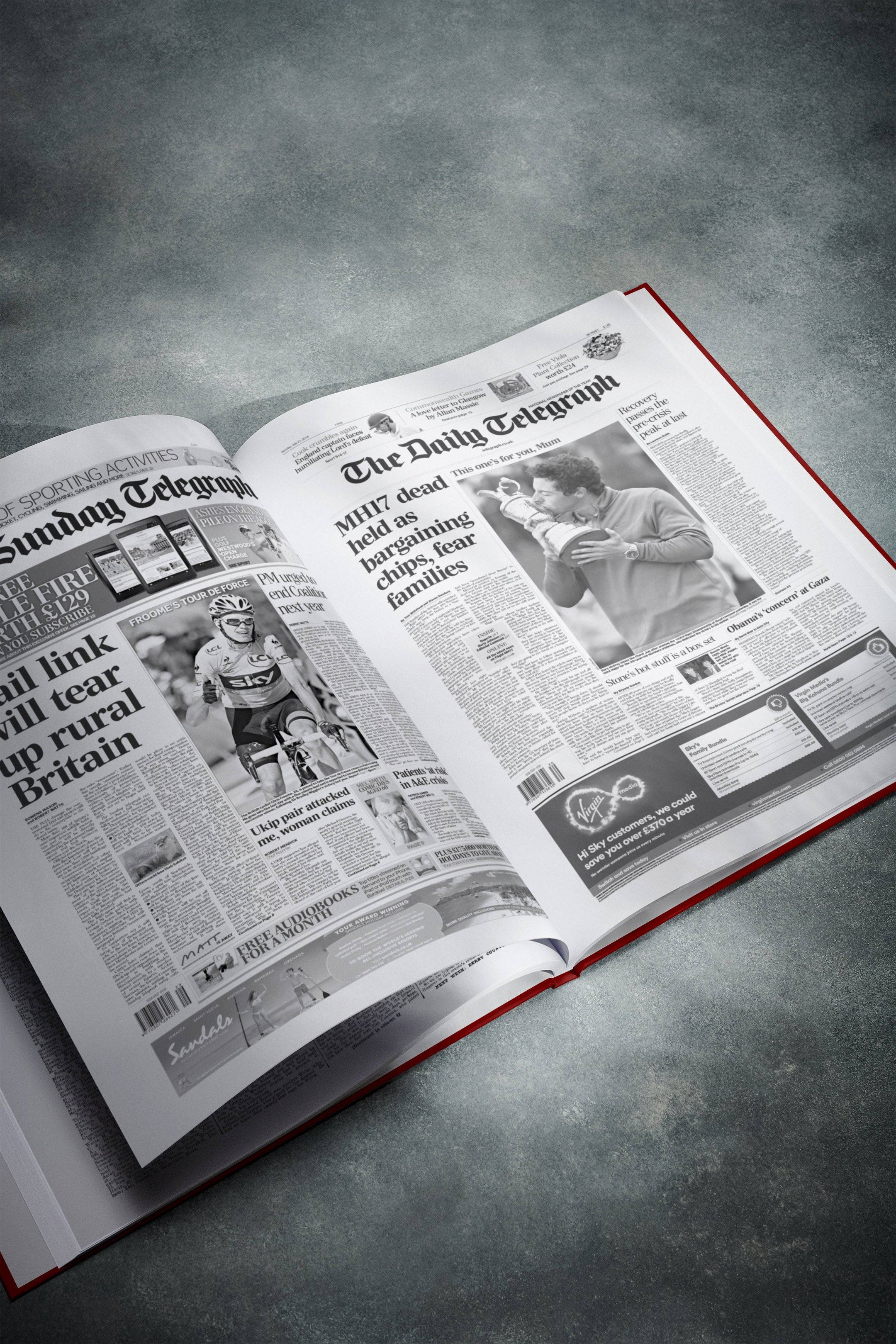 Personalised Birthday Newspaper Book Telegraph Edition (Copy) test - Historic Newspapers